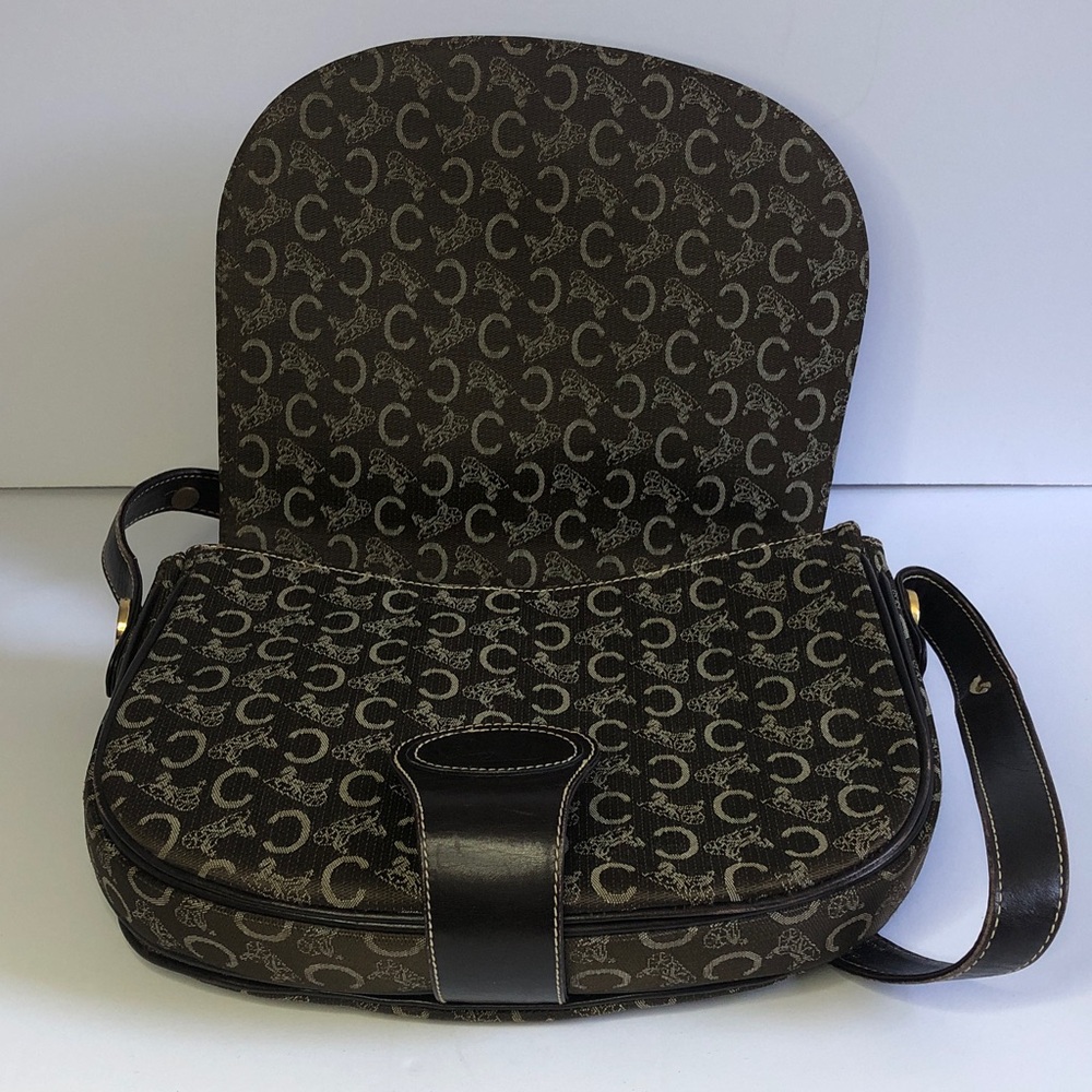 Designer-Style Brown Monogram Crossbody Bag from Celine Vintage Brown Handbag - Picture 13 of 14